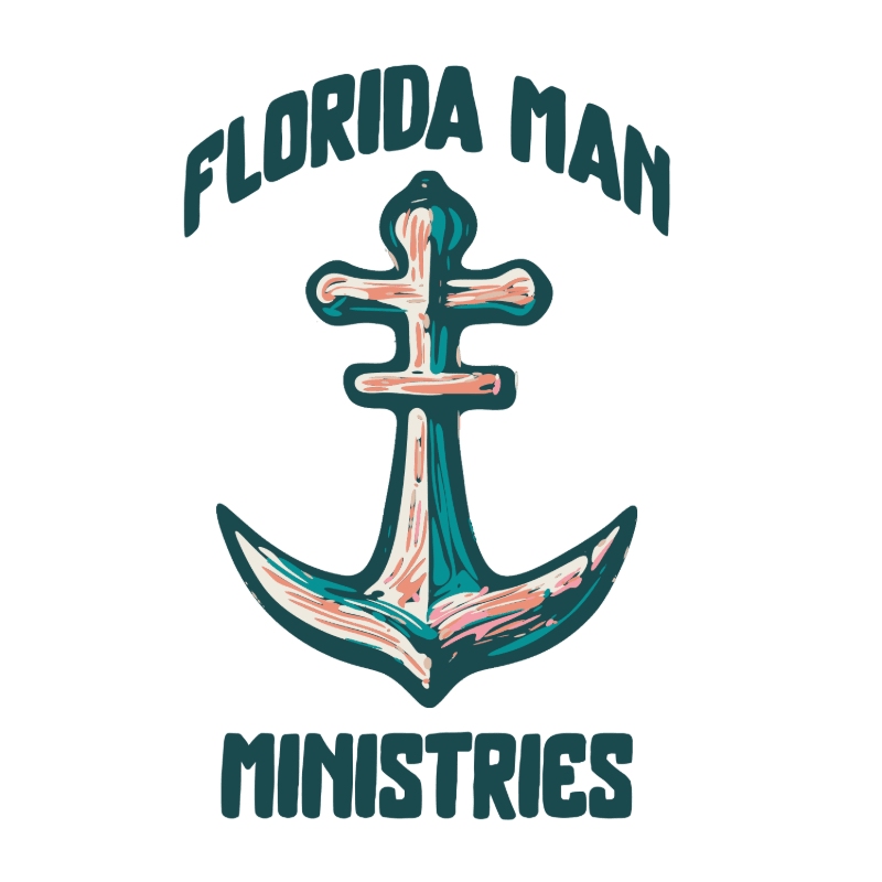 A stylized anchor with "FLORIDA MAN MINISTRIES" above and below it is set against a white background.