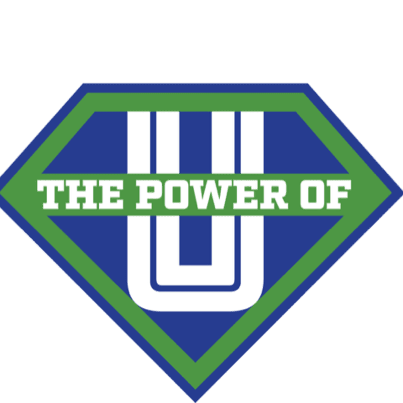 A blue and green diamond-shaped logo with the words "THE POWER OF U" and a stylized "U" in the foreground is set against a white background.