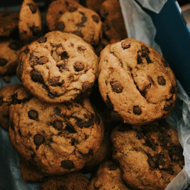 brown cookies on white plastic pack