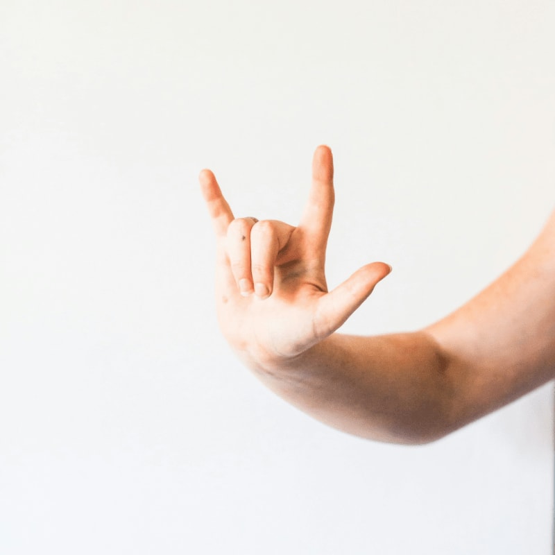 persons left hand with white background