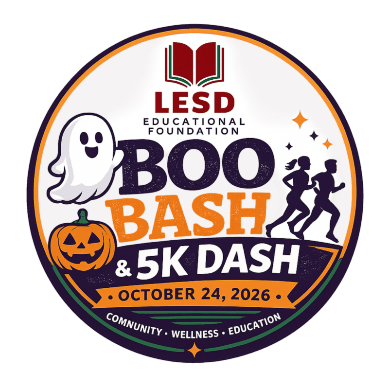 A circular graphic for the "Boo Bash & 5K Dash" features a friendly ghost and pumpkin in the foreground against a background of running silhouettes and stars.