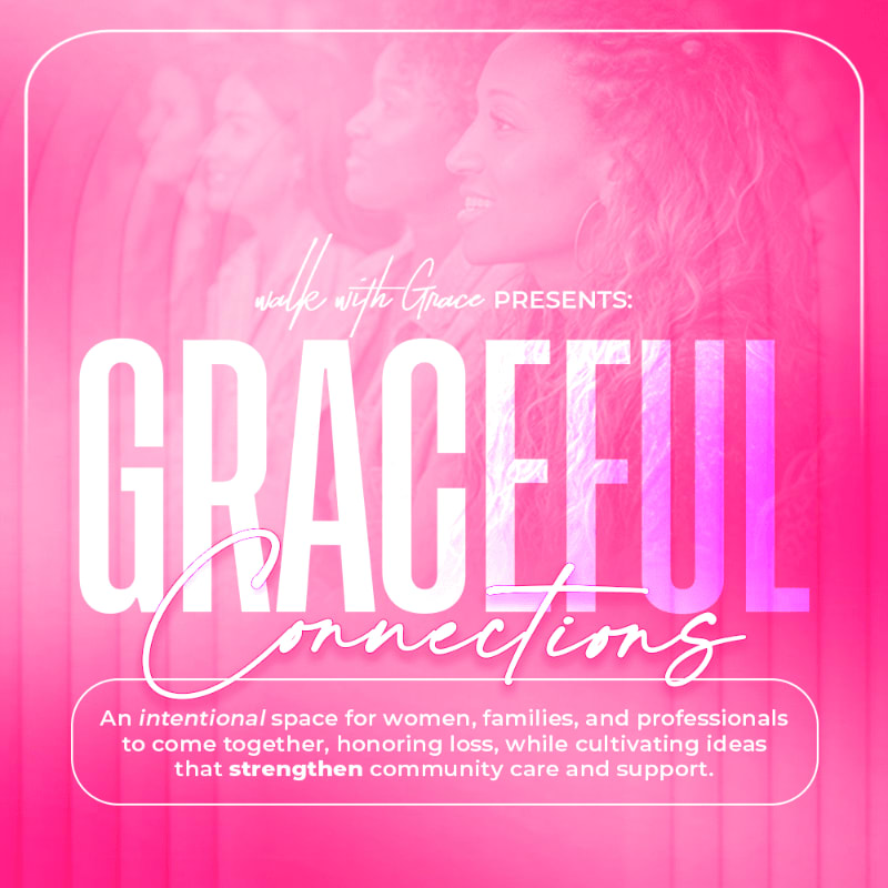 A group of women are softly blurred in the background, while bold white text announces "GRACEFUL Connections" in the foreground.