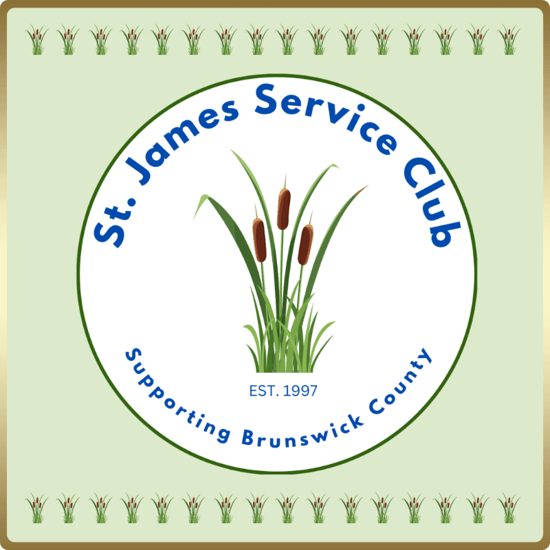 A circular logo with cattails in the foreground is framed by a light green border decorated with small green grass illustrations.