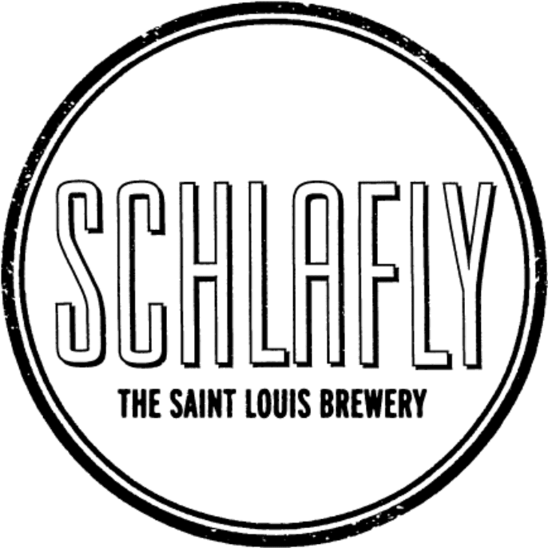 A black and white circular logo with the word "SCHLAFLY" in large letters across the top and "THE SAINT LOUIS BREWERY" in smaller letters below, all set against a plain background.