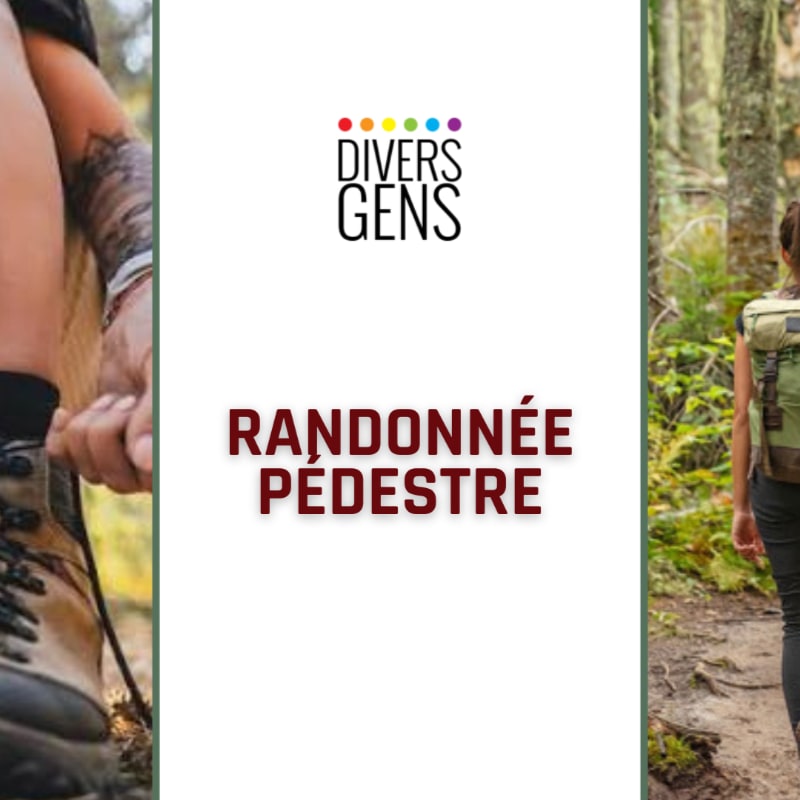 A hiker's boot is in the foreground, while another hiker with a backpack walks on a forest trail in the background.