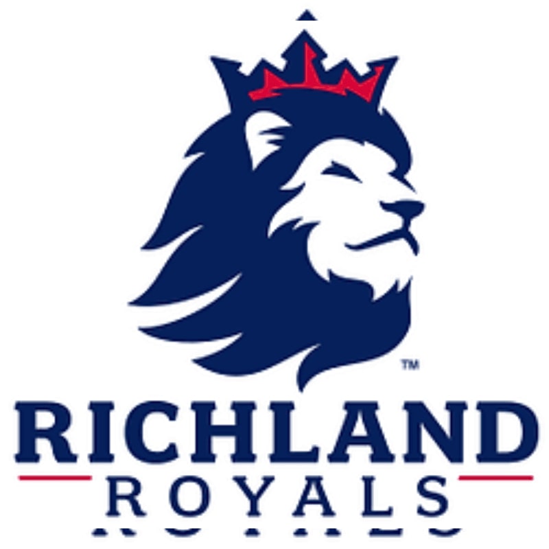 A stylized lion wearing a crown is emblazoned above the words "RICHLAND ROYALS" on a white background.
