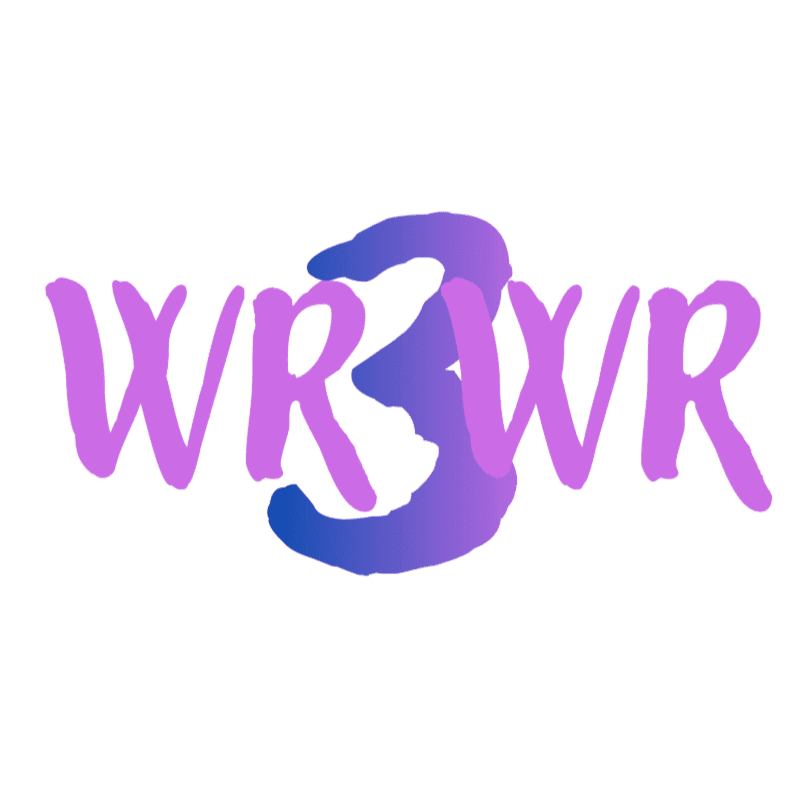 Purple and blue gradient letters spell out "WR3WR" against a white background.