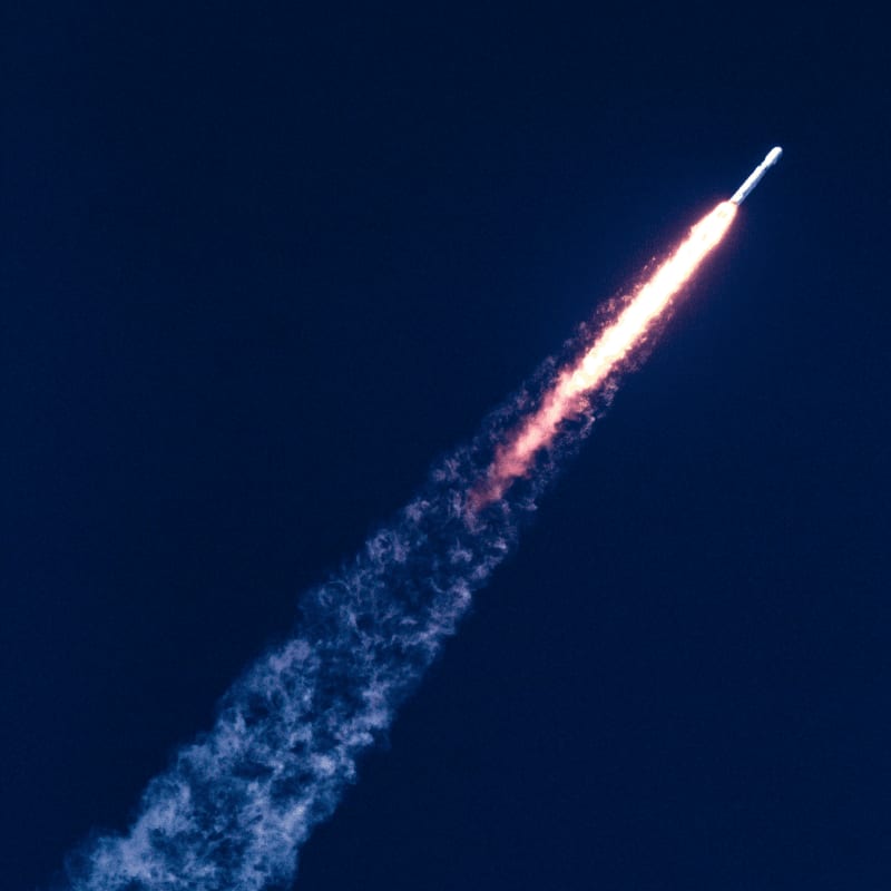 space rocket with flames