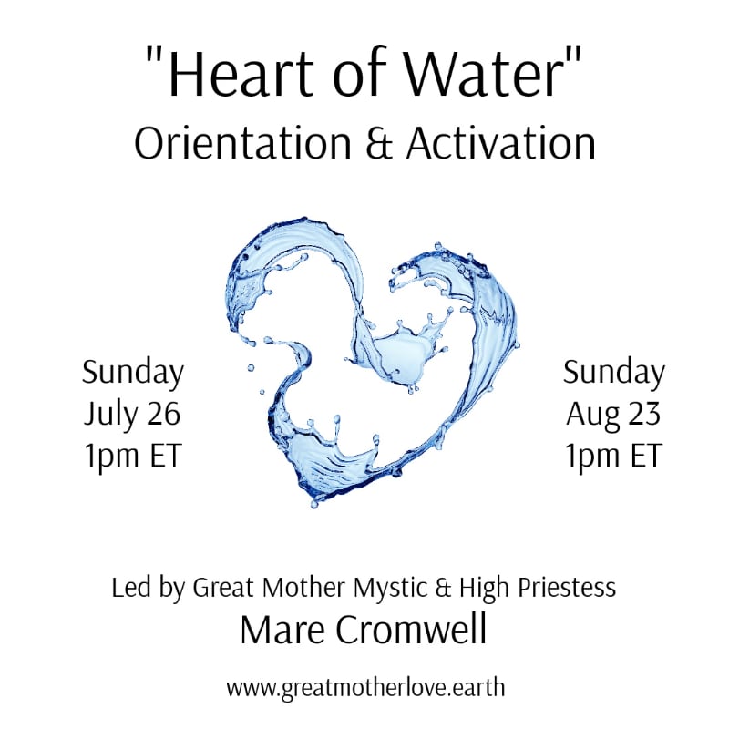 A heart shape formed by splashing water is centered on a white background, with event details and a website address surrounding it.