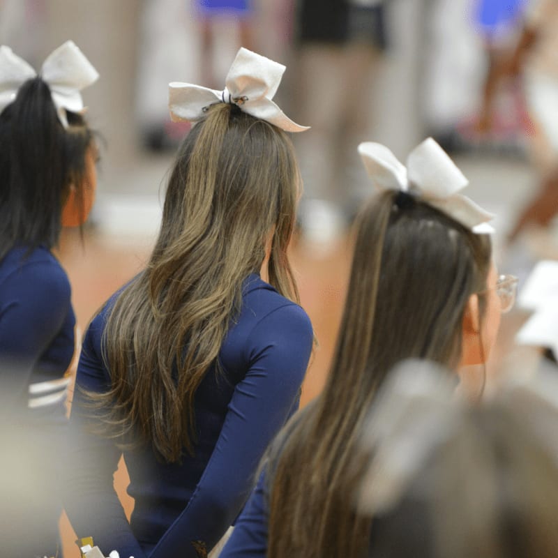 a group of cheerleaders standing next to each other