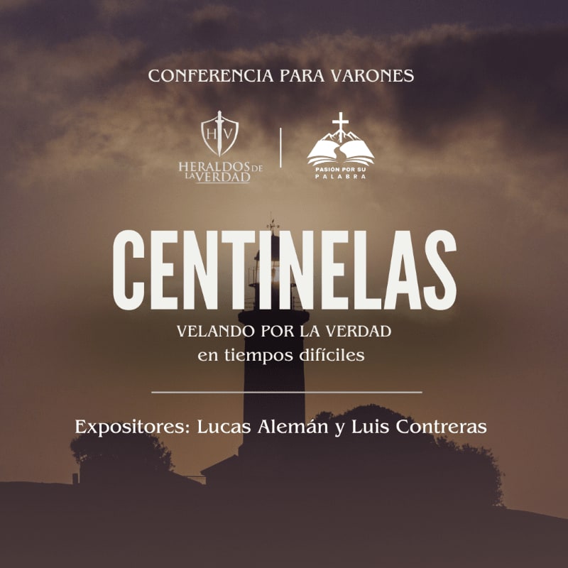 A lighthouse stands silhouetted against a cloudy sky, with the title "CENTINELAS" prominently displayed above it.