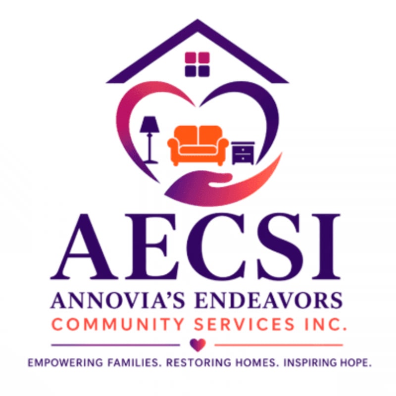 A logo with a house and heart motif in the background features the text "AECSI" prominently in the foreground.