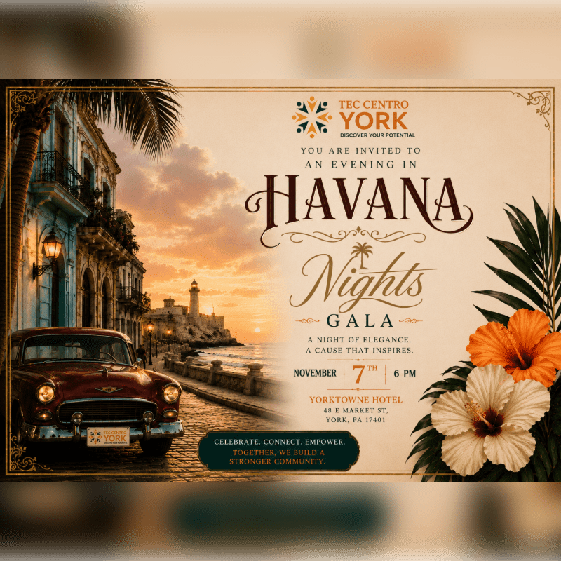 A vintage car is parked on a street in front of a colonial building with palm trees, while the background features a sunset over a coastal city with a lighthouse.
