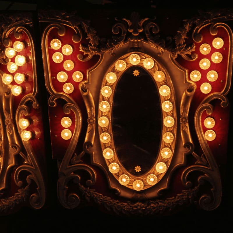 red and brown carousel