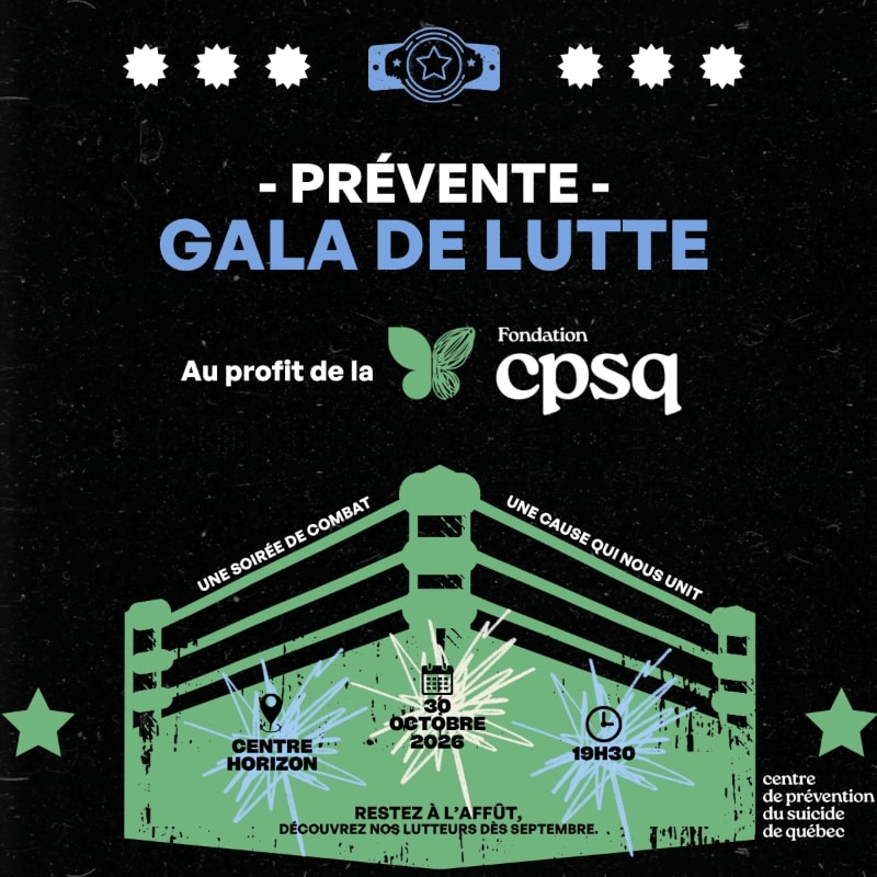A wrestling ring with event details for a gala in the foreground is set against a dark background with stars and a logo.