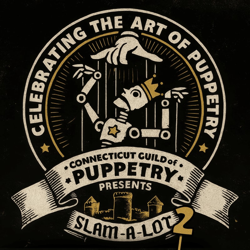 A puppet with a crown is suspended by strings in the foreground, while a castle and the text "SLAM-A-LOT 2" are visible in the background.