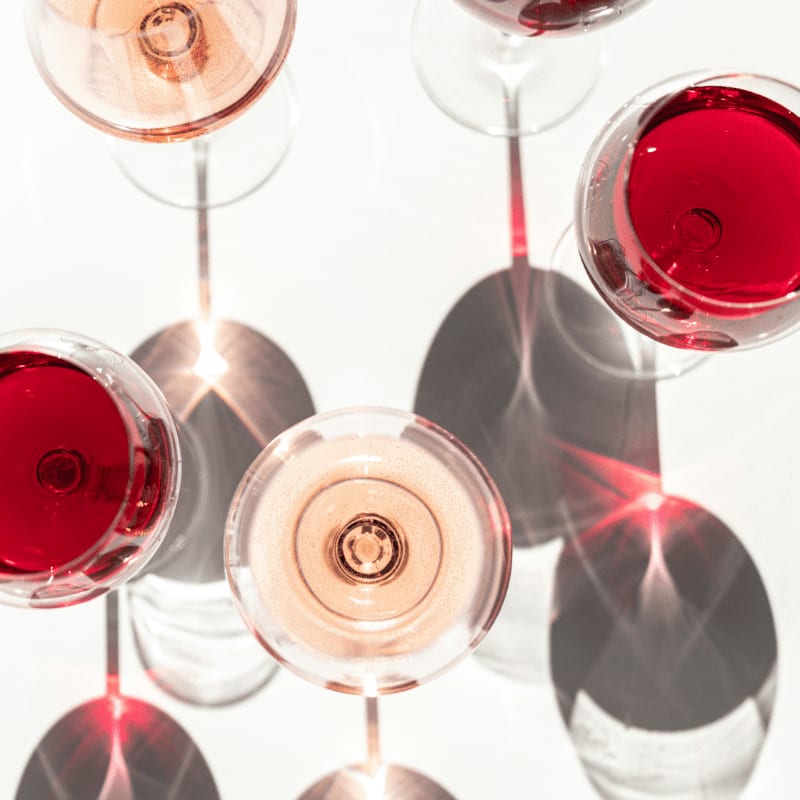 a group of wine glasses