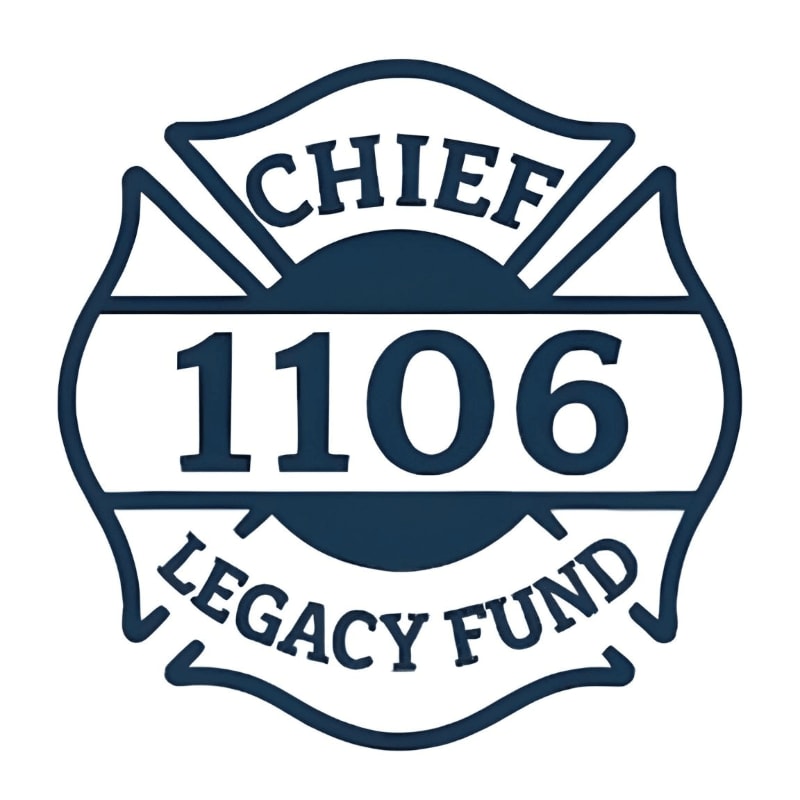 A dark blue Maltese cross logo with "CHIEF 1106 LEGACY FUND" inscribed on a white background.