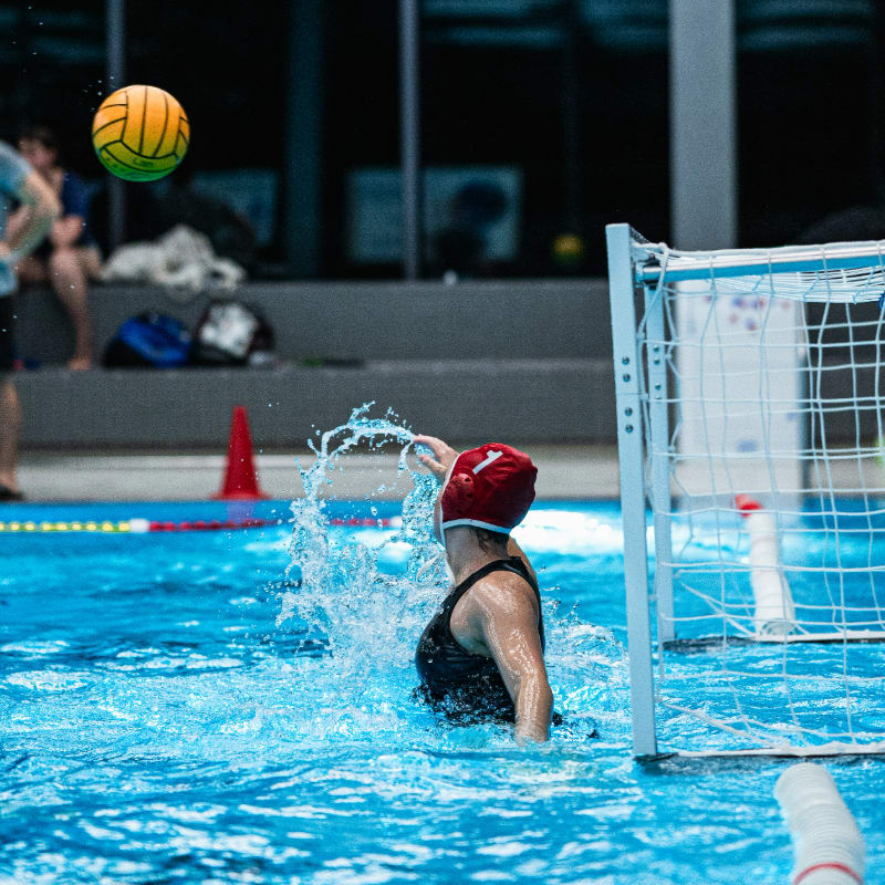 a group of people playing a game of water polo