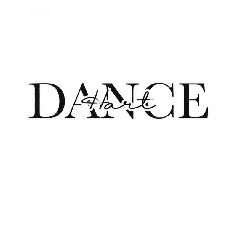 The word "DANCE" is written in large, bold, black serif font, with the word "Hart" in a smaller, cursive black font superimposed over the "A" and "N" in "DANCE", all against a plain white background.