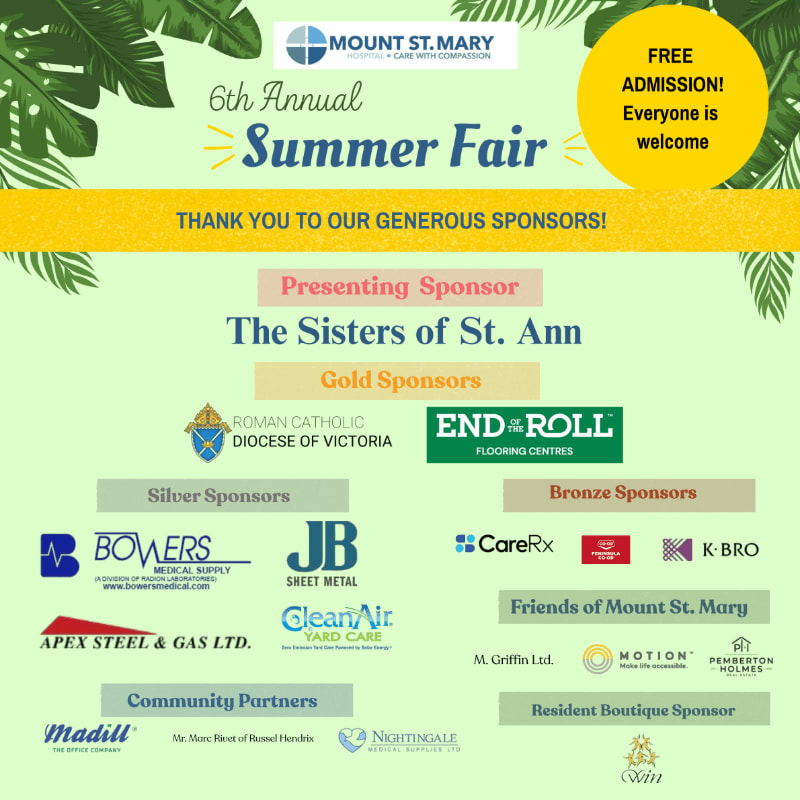 Lush green foliage frames a yellow banner announcing the 6th Annual Summer Fair, with a list of sponsors filling the lower portion of the poster.