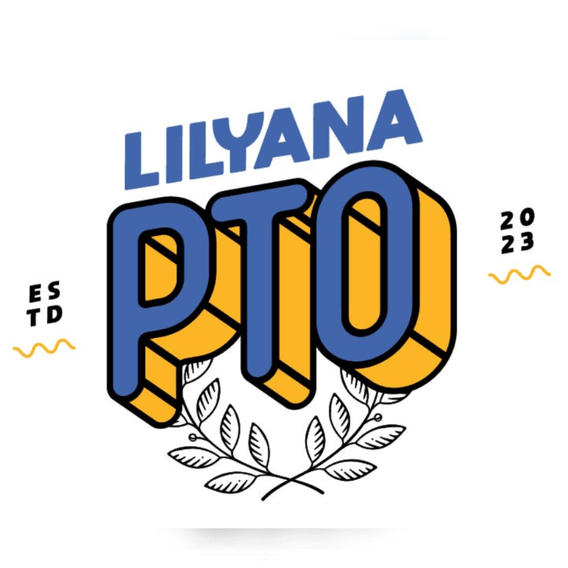 A blue and yellow "PTO" logo with "LILYANA" above it and "ESTD 2023" to the sides is set against a white background with wavy yellow lines.