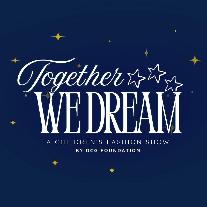 White text with stars reading "Together WE DREAM" is set against a dark blue background speckled with yellow stars.