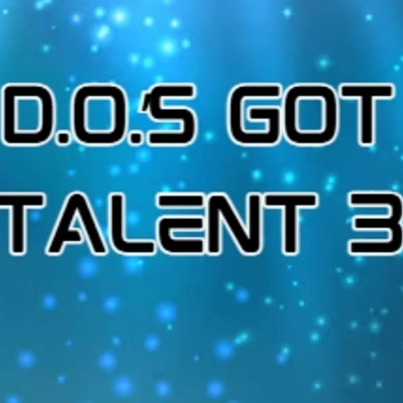White text reading "D.O.S GOT TALENT 3" floats against a blurred blue background with sparkling lights.
