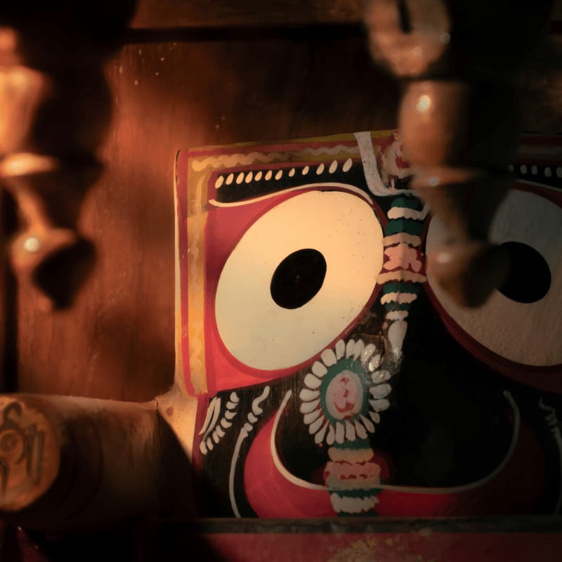 A decorative indian deity's artwork is depicted.