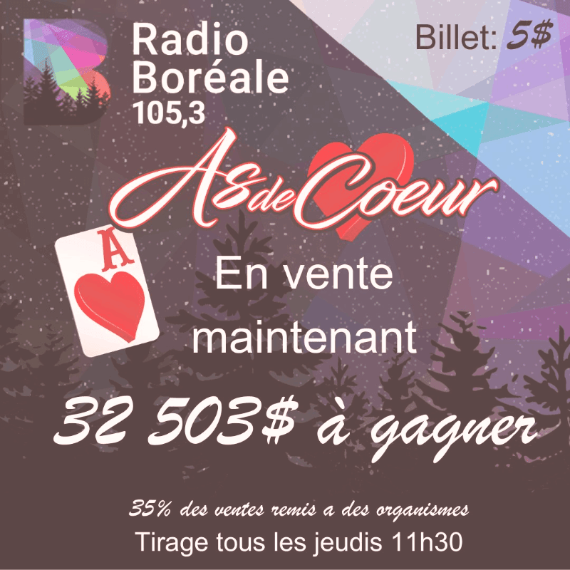A stylized Ace of Hearts card and event details are superimposed on a dark, snowy forest background with geometric shapes.