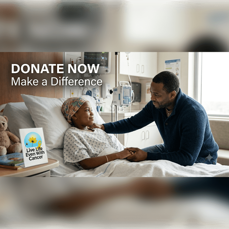A man comforts a woman in a hospital bed, with medical equipment and a teddy bear visible in the background.
