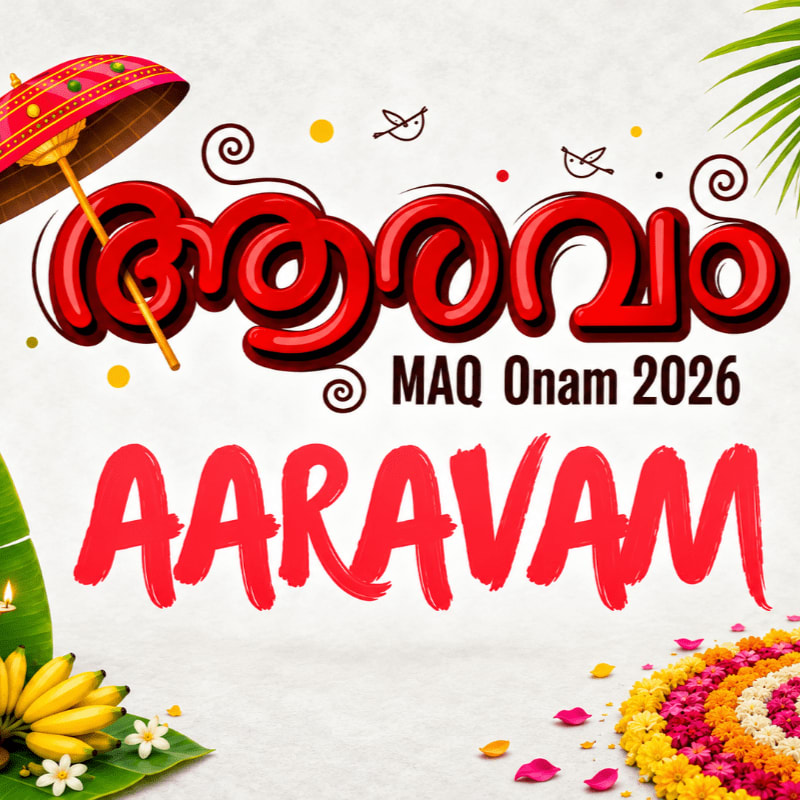 A vibrant Onam celebration graphic features a traditional umbrella and bananas in the foreground against a white background with decorative elements and text.
