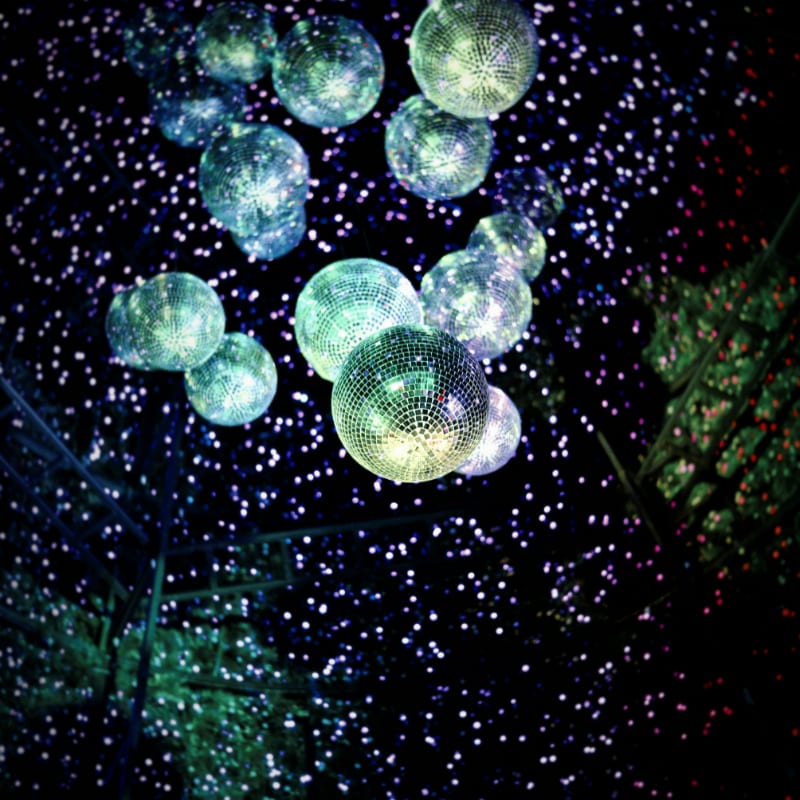 lighted hanging disco mirror balls