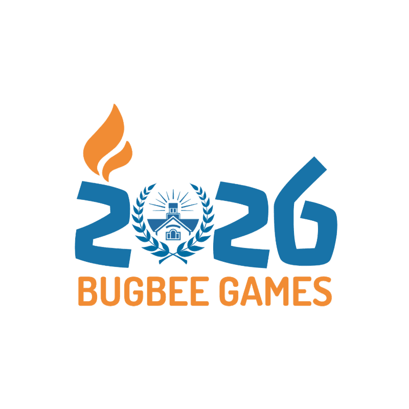 A stylized "2026" with a torch and a building emblem is set against a white background, with "BUGGBEE GAMES" written below in orange.