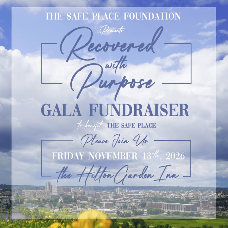 A dark blue background with a glowing tree on the left and text announcing a "Recovered with Purpose Gala Fundraiser" on Friday, November 13th at The Hilton Garden Inn.
