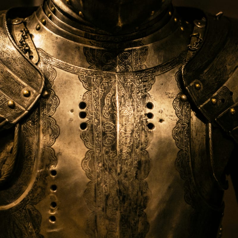 gray stainless steel armor