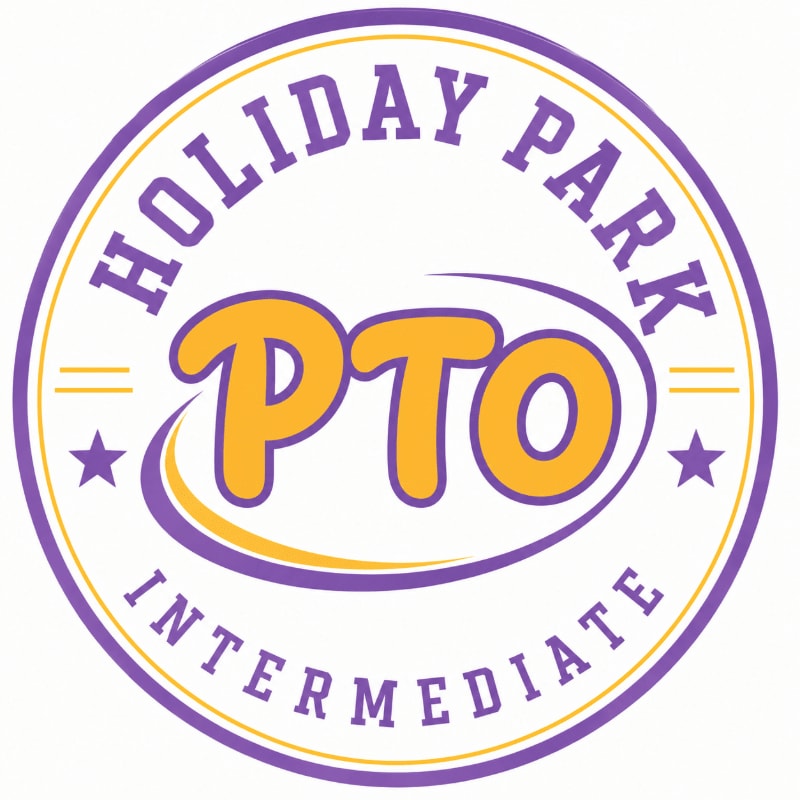 A purple and yellow circular logo for "Holiday Park PTO Intermediate" is centered on a white background.
