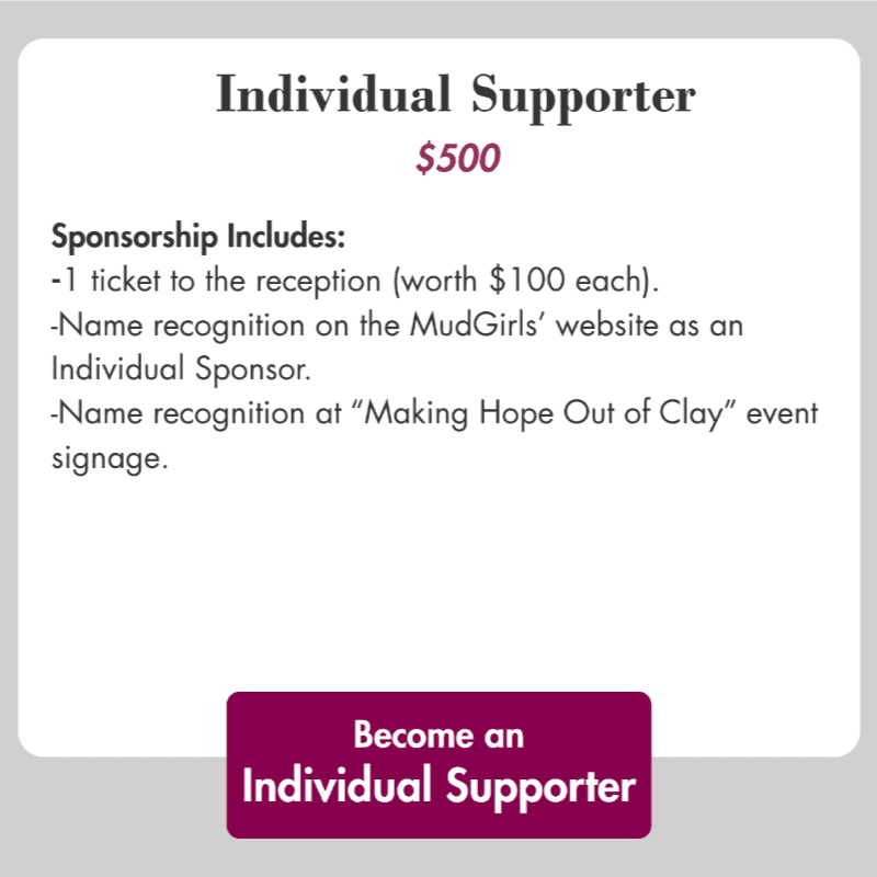 A light gray background frames text detailing "Individual Supporter" sponsorship for $500, with a dark pink button at the bottom reading "Become an Individual Supporter."