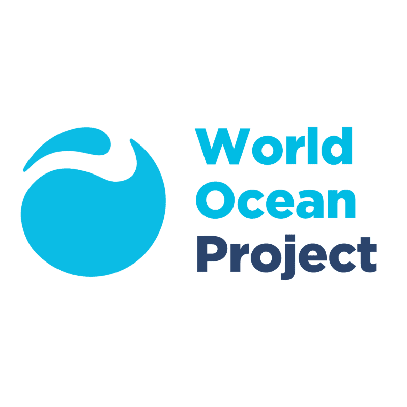 A blue wave-like symbol is to the left of the words "World Ocean Project" in blue and dark blue text.