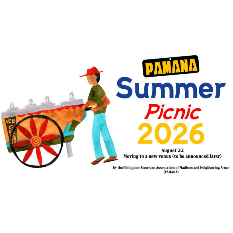 A man in a red hat pushes an ice cream cart in the foreground, with a "Pamana Summer Picnic 2026" announcement in the background.