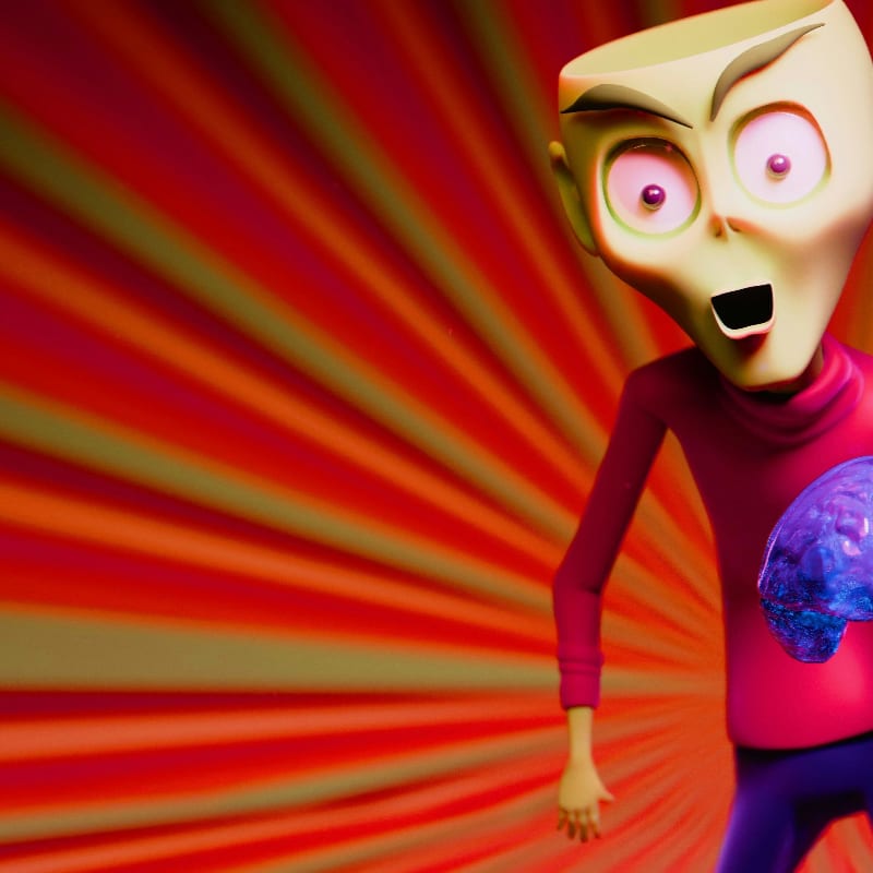 The zombie is holding a brain.