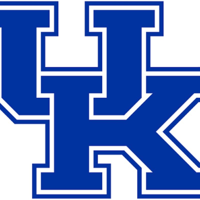 Bold blue interlocking letters "UK" with white outlines are centered on a plain white background.
