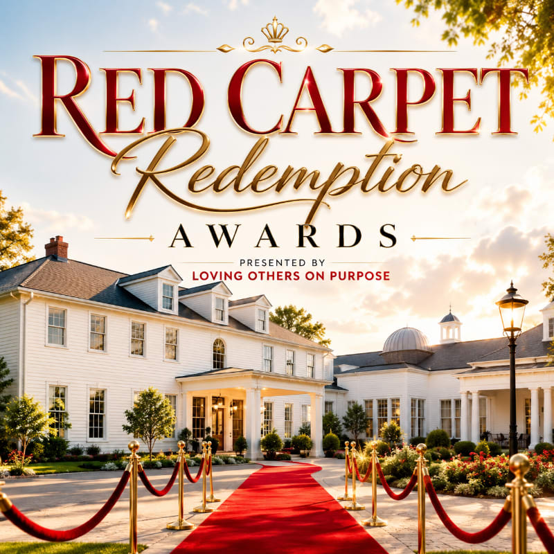 A red carpet leads to a grand white building with a dome, set against a bright, cloudy sky.