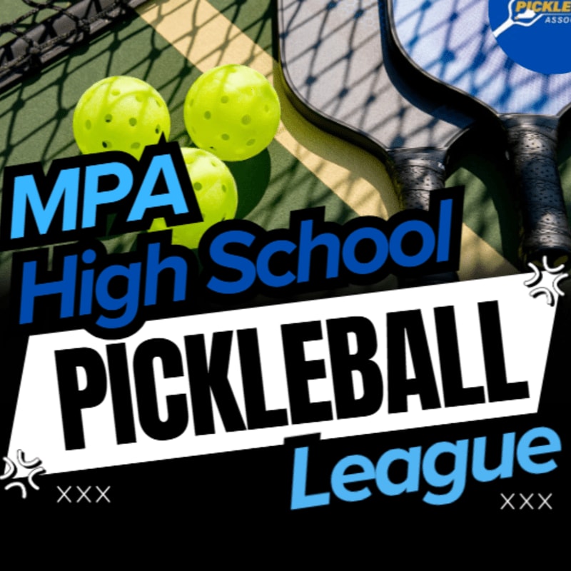 Three bright yellow pickleballs rest on a green court in the foreground, with a pickleball paddle and a net visible in the blurred background.