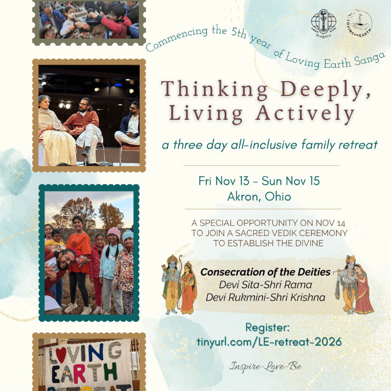 A collage of images featuring people engaged in activities and religious figures is overlaid with text announcing a three-day family retreat in Akron, Ohio.