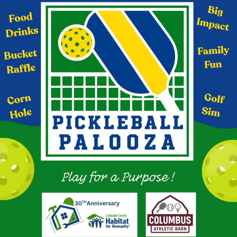 Two pickleballs are in the foreground with a "Pickleball Palooza" graphic and event details in the background.