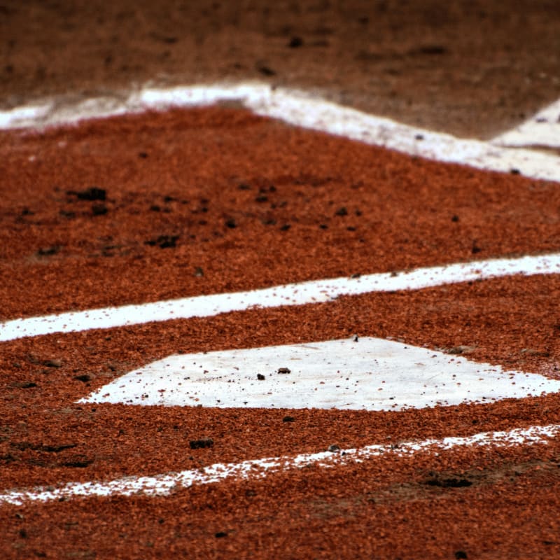 a baseball field with a white line on it