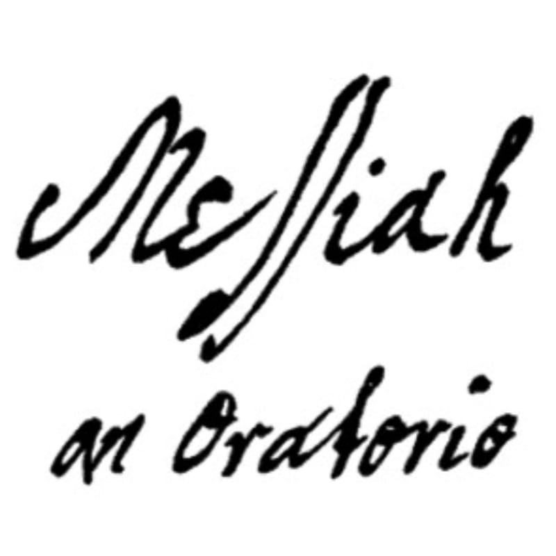 Black cursive handwriting on a white background spells out "Messiah an Oratorio".