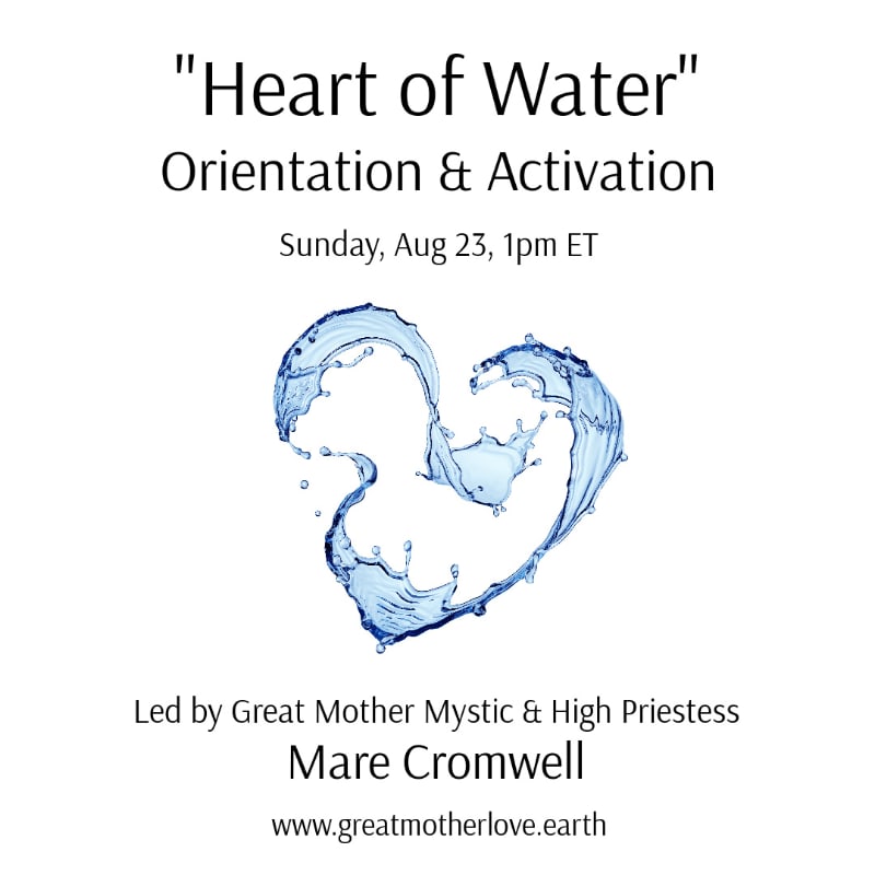 A heart shape formed by splashing water is centered on a white background with event details above and below.