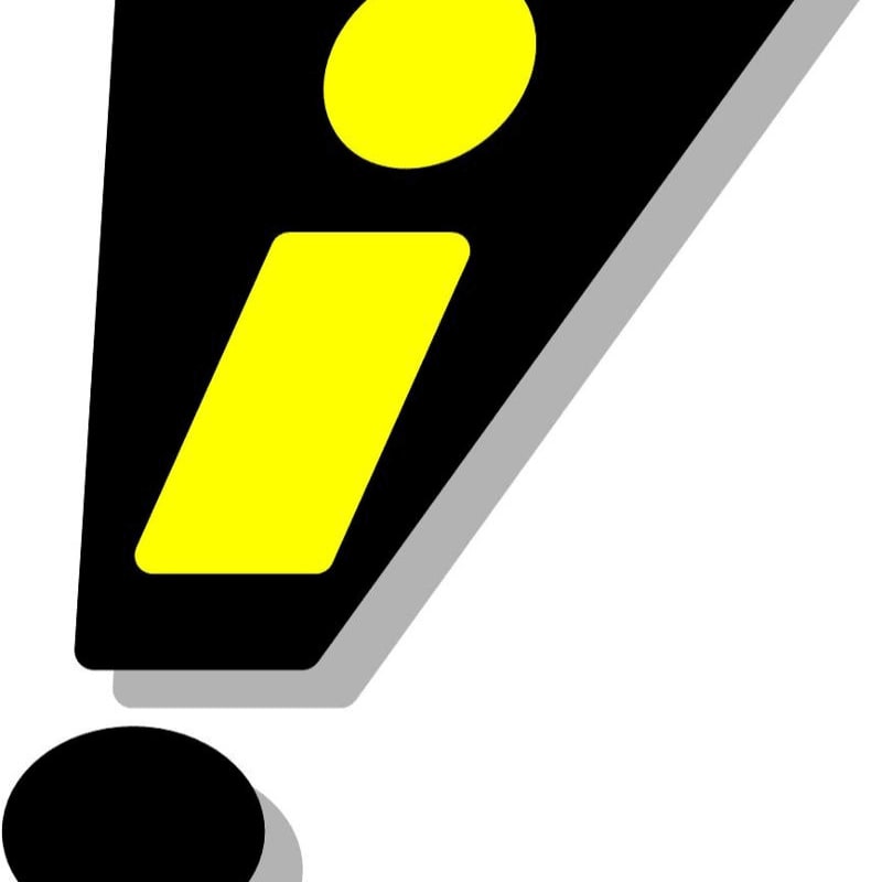 A yellow lowercase "i" with a dot above it is superimposed on a black rectangle with a gray shadow, all set against a white background.